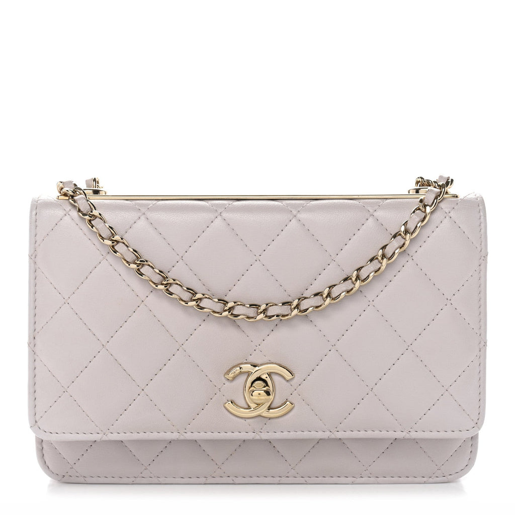 Lambskin Quilted Trendy CC Wallet On Chain WOC Lilac wholesalehk.shop
