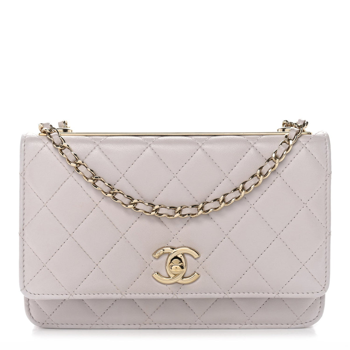 Lambskin Quilted Trendy CC Wallet On Chain WOC Lilac wholesalehk.shop