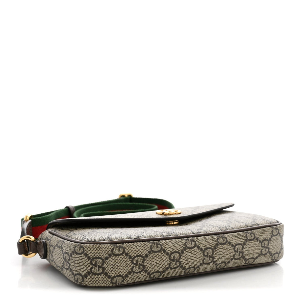 GG Supreme Monogram Textured Dollar Calfskin Web Mini Ophidia Envelope Shoulder Bag Beige Ebony wholesalehk.shop