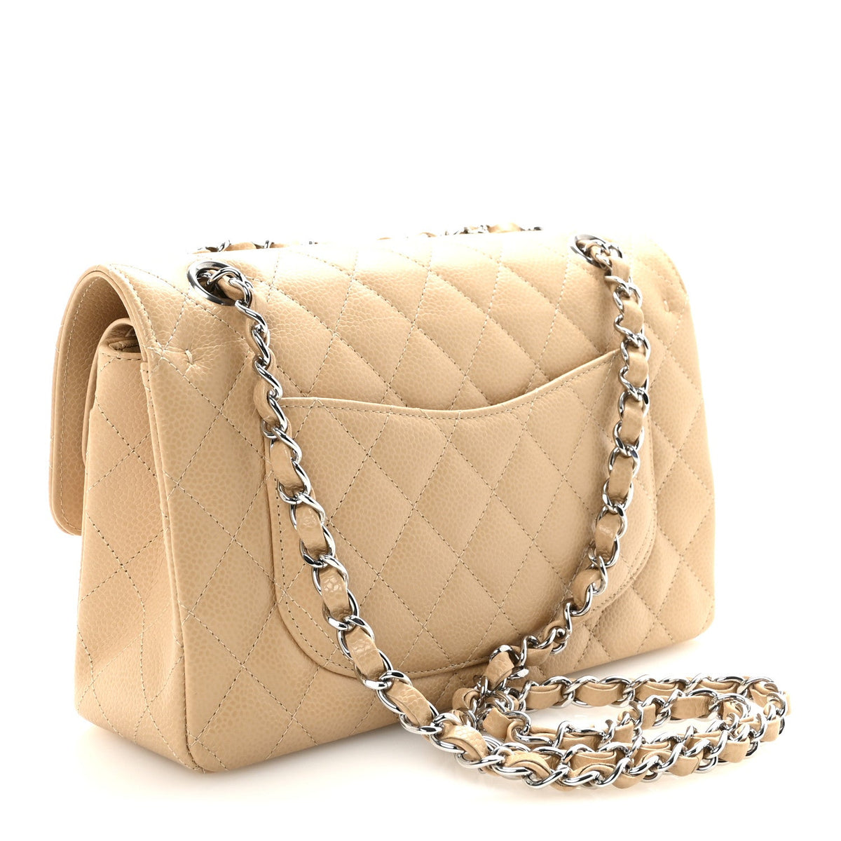 Caviar Quilted Small Double Flap Beige wholesalehk.shop