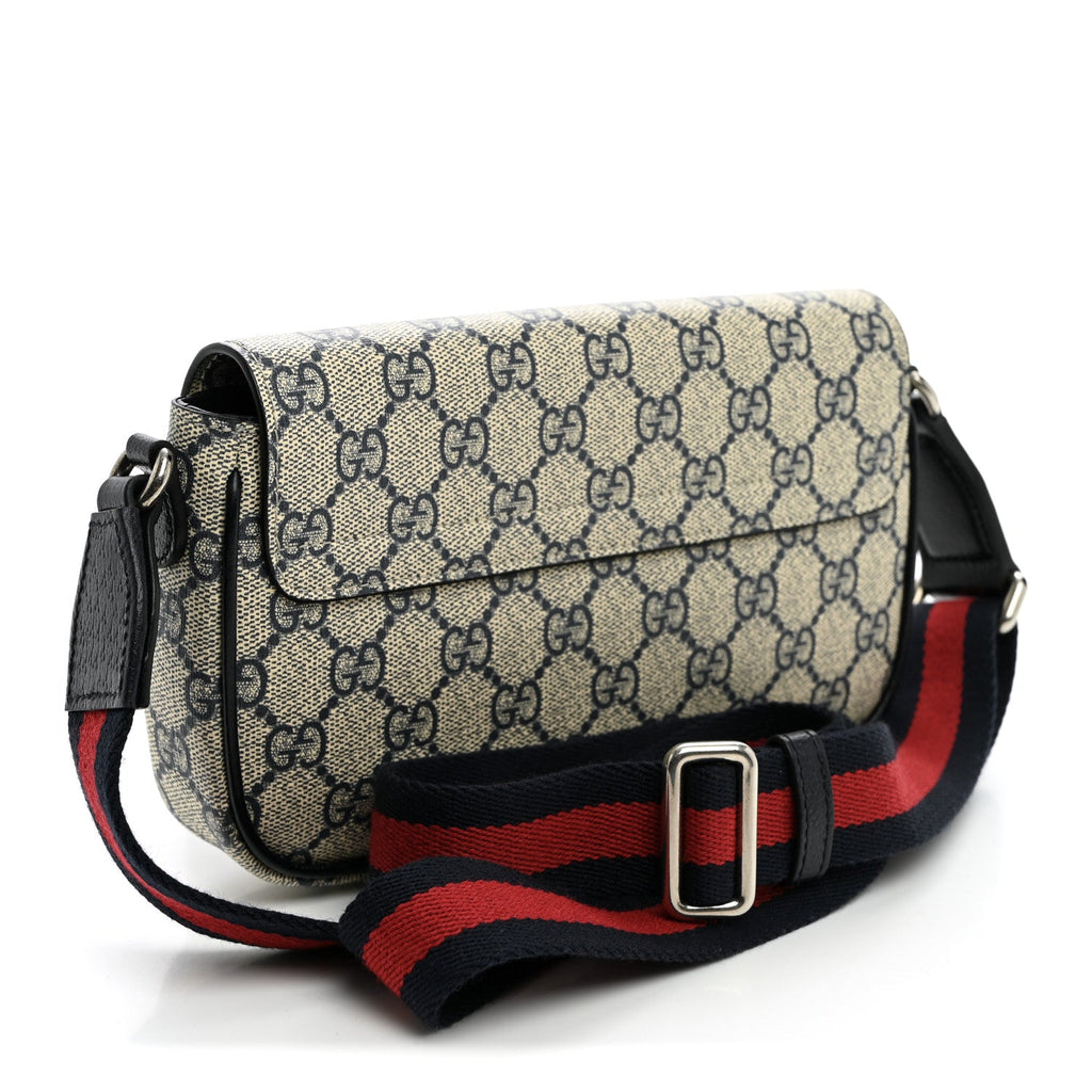 GG Supreme Monogram Textured Dollar Calfskin Web Mini Ophidia Envelope Shoulder Bag Beige Blue wholesalehk.shop