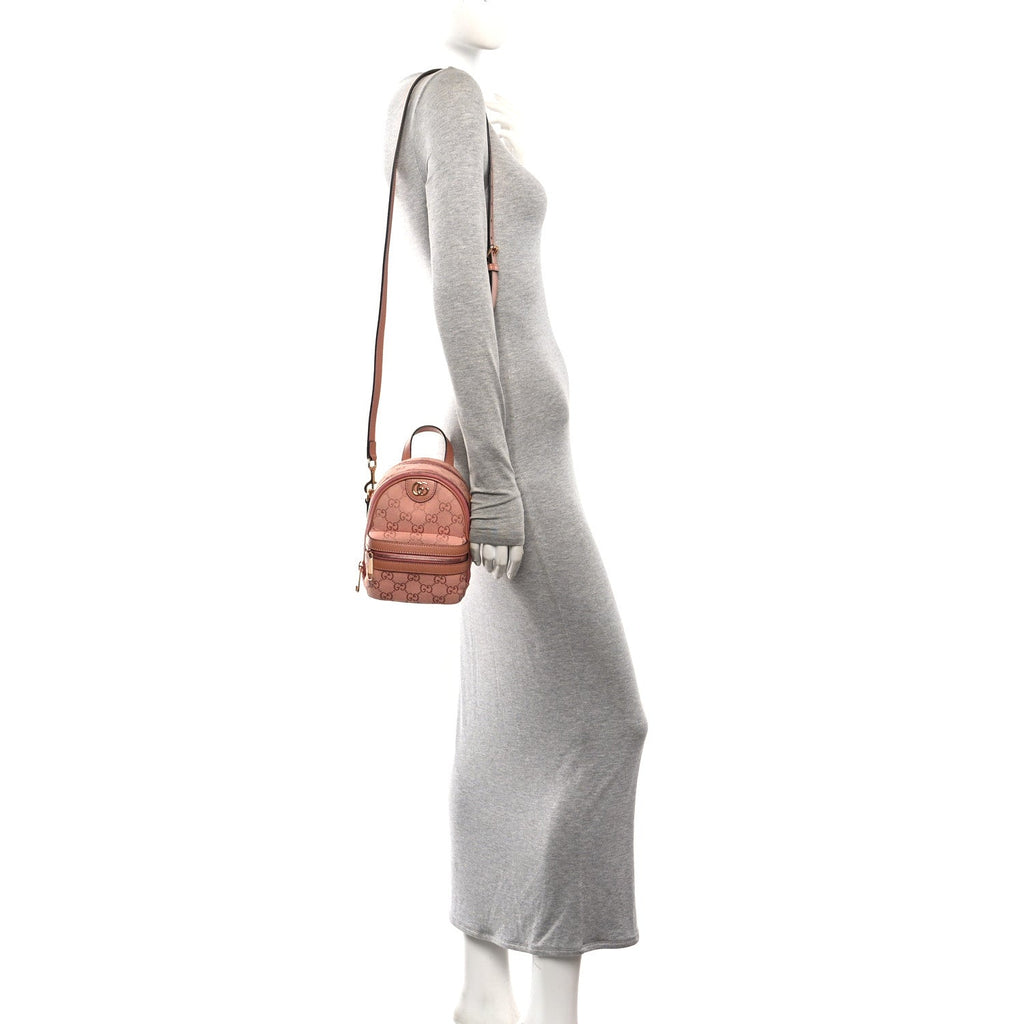Monogram Textured Dollar Calfskin Mini Ophidia Crossbody Cloche Rose Pink wholesalehk.shop