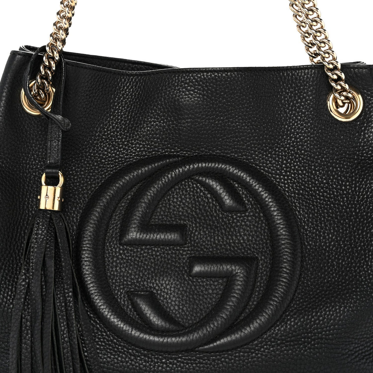 Pebbled Calfskin Medium Soho Chain Shoulder Bag Black wholesalehk.shop