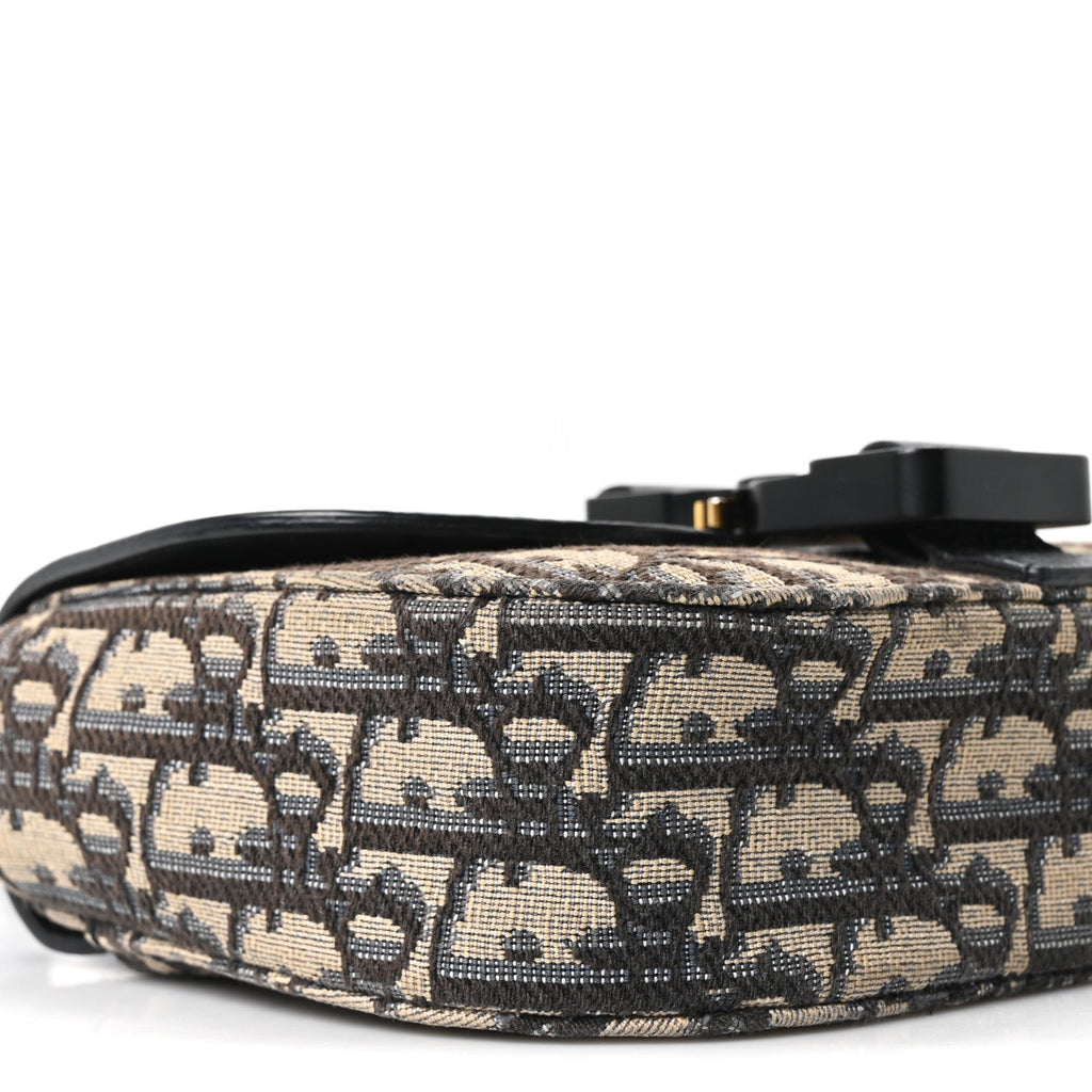 Grained Calfskin Oblique Mini Saddle Messenger Bag With Flap Beige Black wholesalehk.shop
