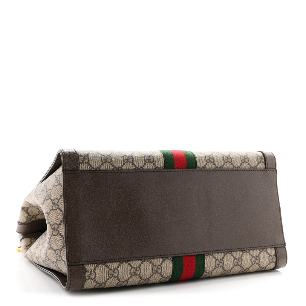 GG Supreme Monogram Web Medium Ophidia Tote Bag Brown wholesalehk.shop