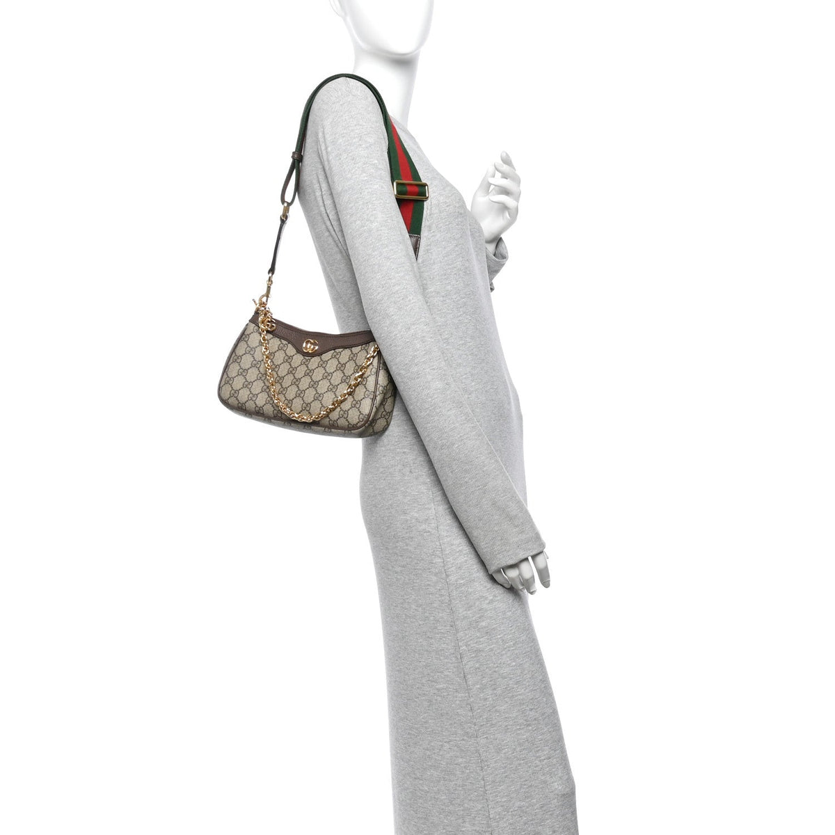 GG Supreme Monogram Textured Dollar Calfskin Web Small Ophidia GG Handbag Beige Ebony New Acero wholesalehk.shop