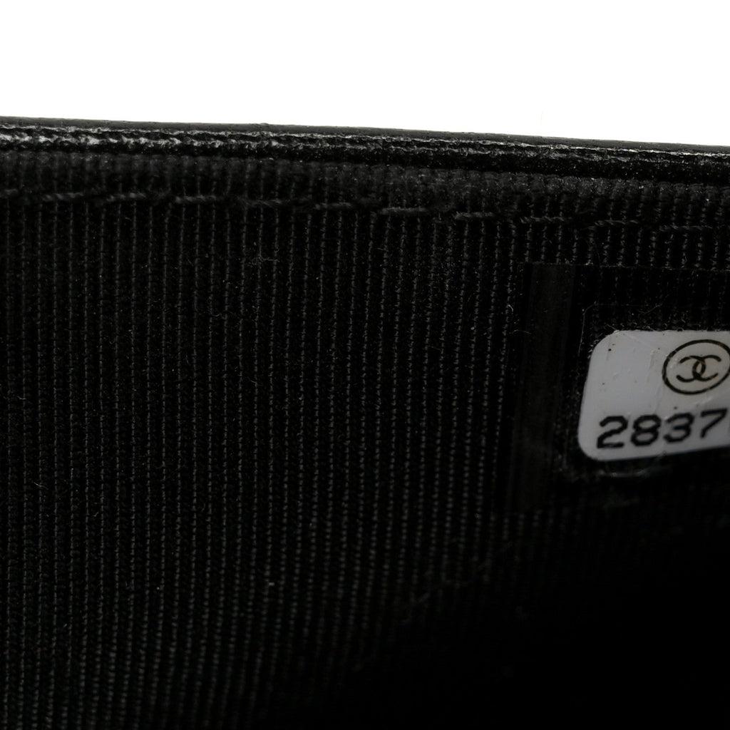Lambskin Chevron Quilted Wallet On Chain WOC Black wholesalehk.shop