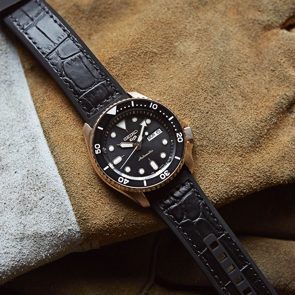 Seiko 5 Sport SKX Automatic Black Dial Black Silicone Strap Watch For Men - SRPD76K1 wholesalehk.shop
