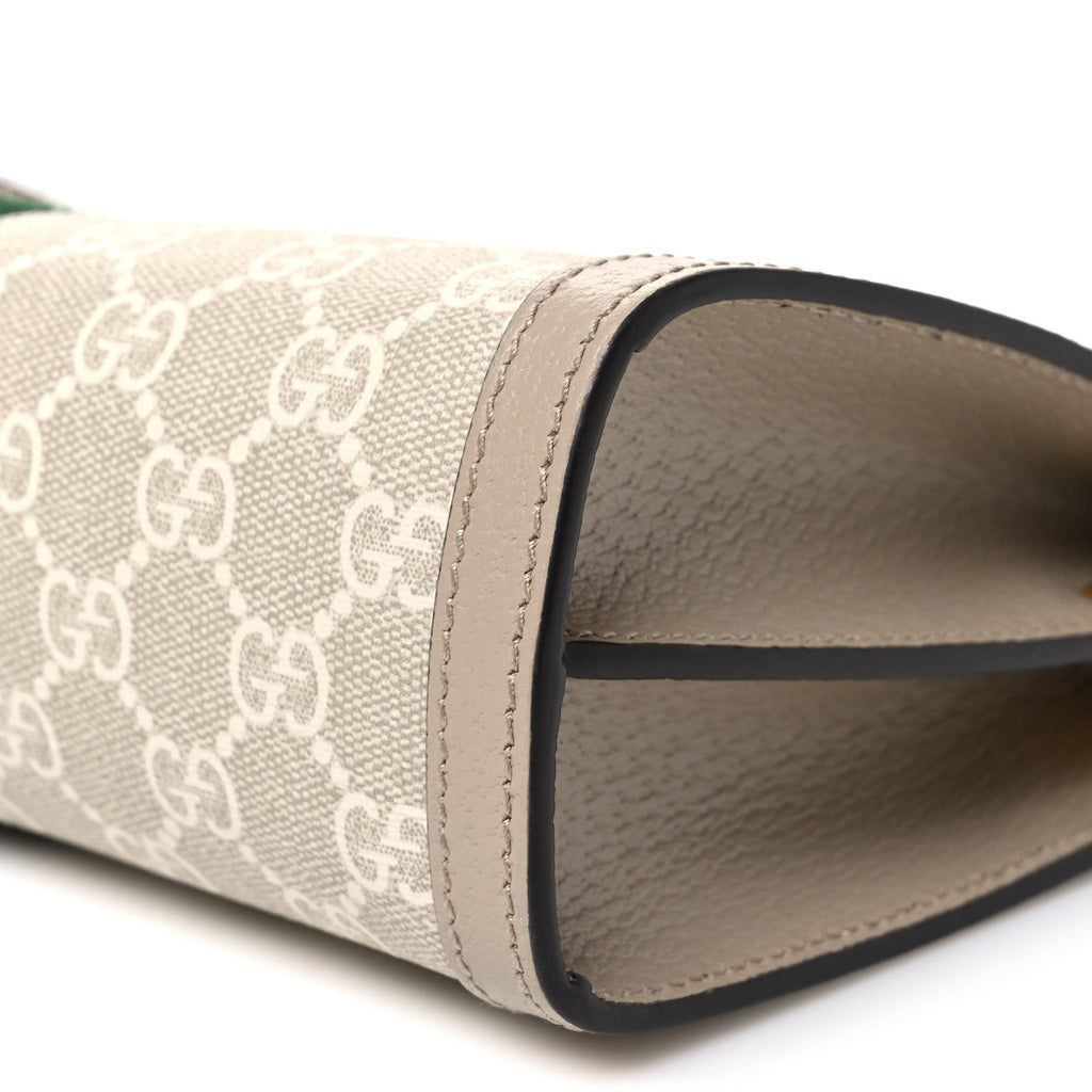 GG Supreme Monogram Textured Dollar Calfskin Web Small Ophidia Chain Shoulder Bag Beige Mystic White Oatmeal wholesalehk.shop