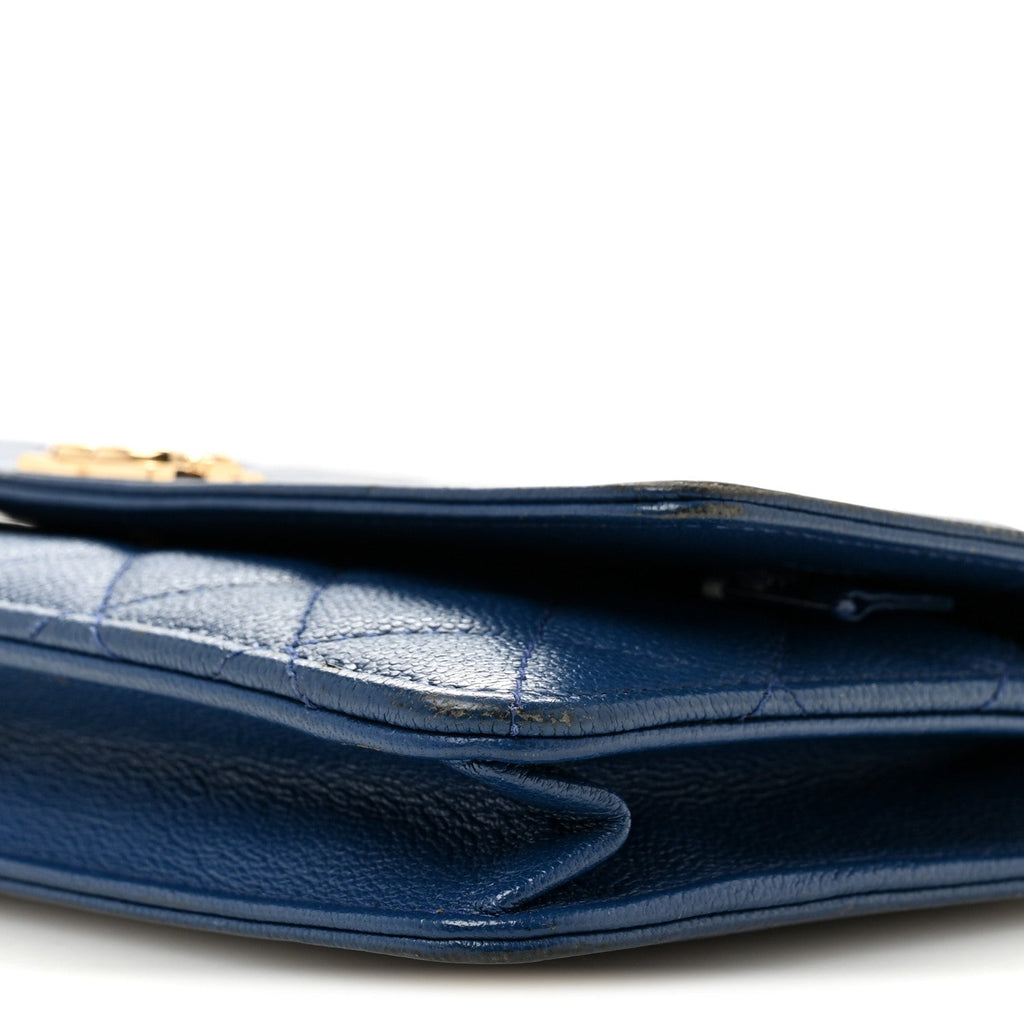 Caviar Quilted Boy Wallet On Chain WOC Dark Blue wholesalehk.shop