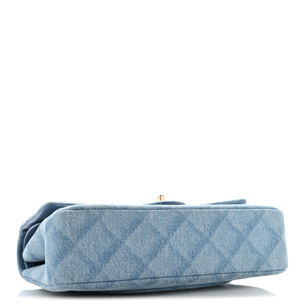 Printed Denim Quilted Medium Double Flap Light Blue wholesalehk.shop