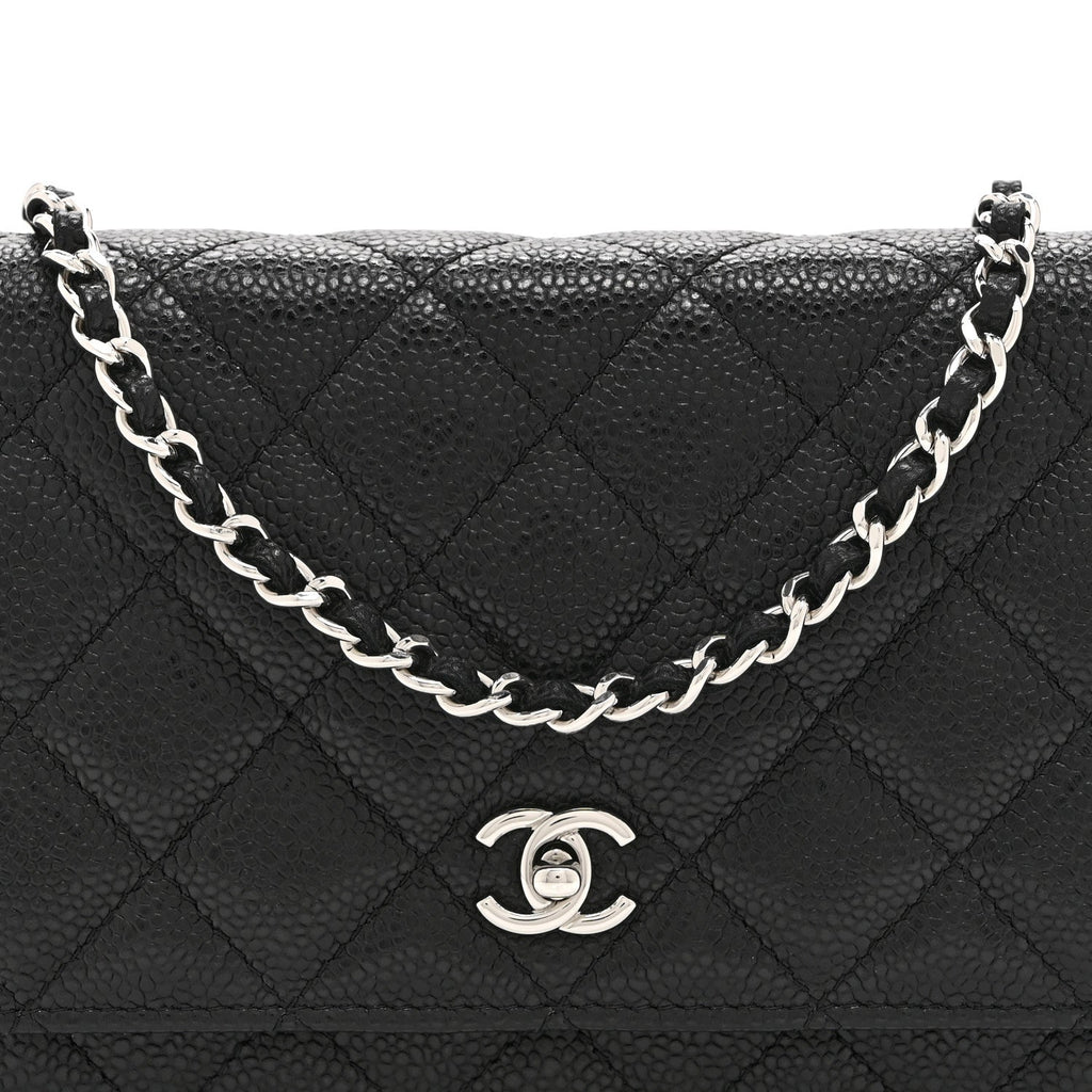 Caviar Quilted CC Turnlock Wallet On Chain WOC Black wholesalehk.shop