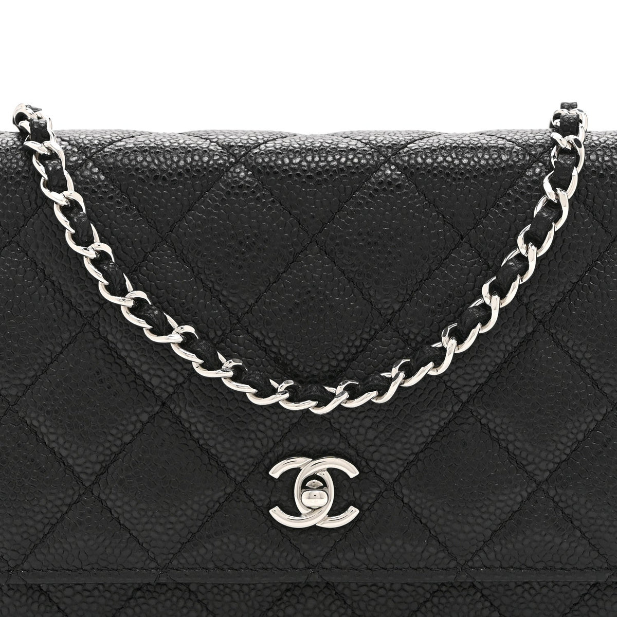 Caviar Quilted CC Turnlock Wallet On Chain WOC Black wholesalehk.shop