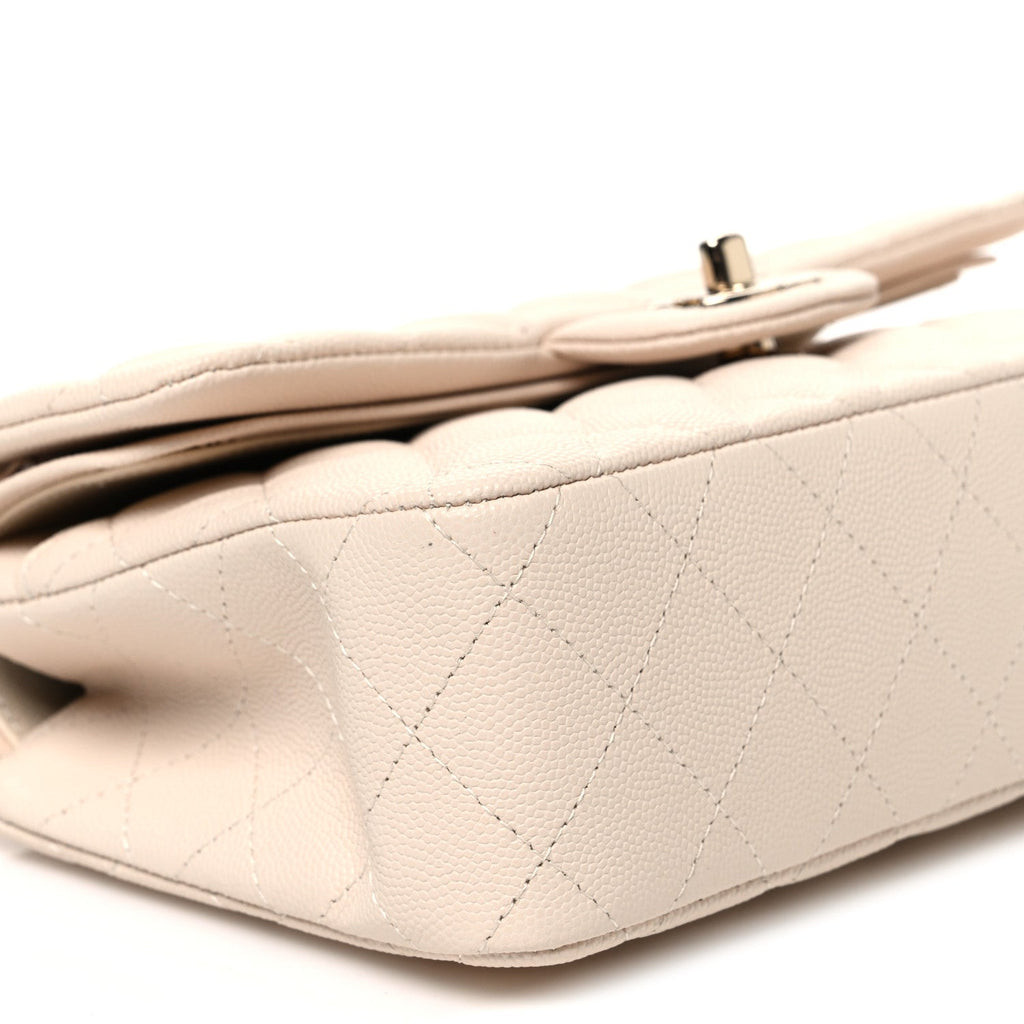 Caviar Quilted Small Double Flap Light Beige wholesalehk.shop