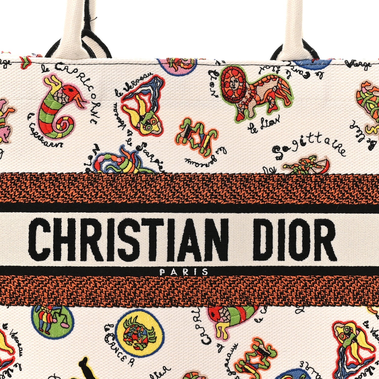 Canvas Embroidered Dragon Zodiac Medium Book Tote White Multicolor £¨ Direct shipment via from wholesalehk.shop