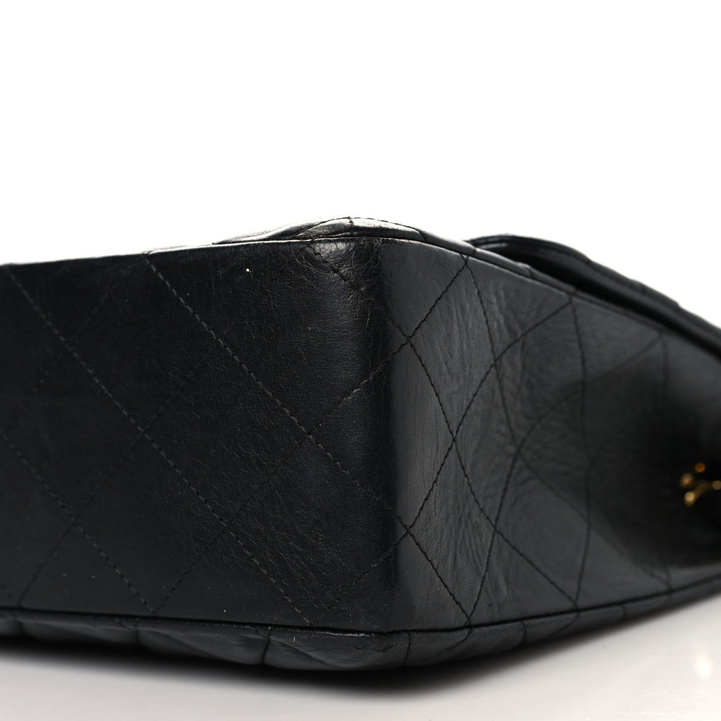 Lambskin Quilted Jumbo Double Flap Black wholesalehk.shop