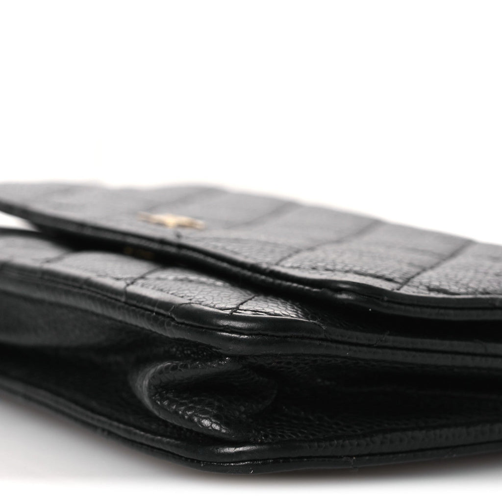 Caviar Quilted Wallet on Chain WOC Black wholesalehk.shop