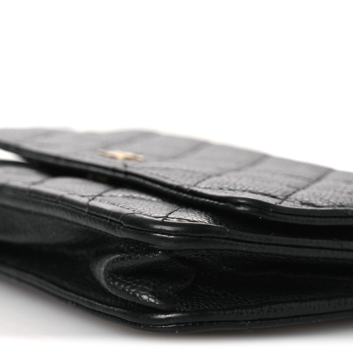 Caviar Quilted Wallet on Chain WOC Black wholesalehk.shop