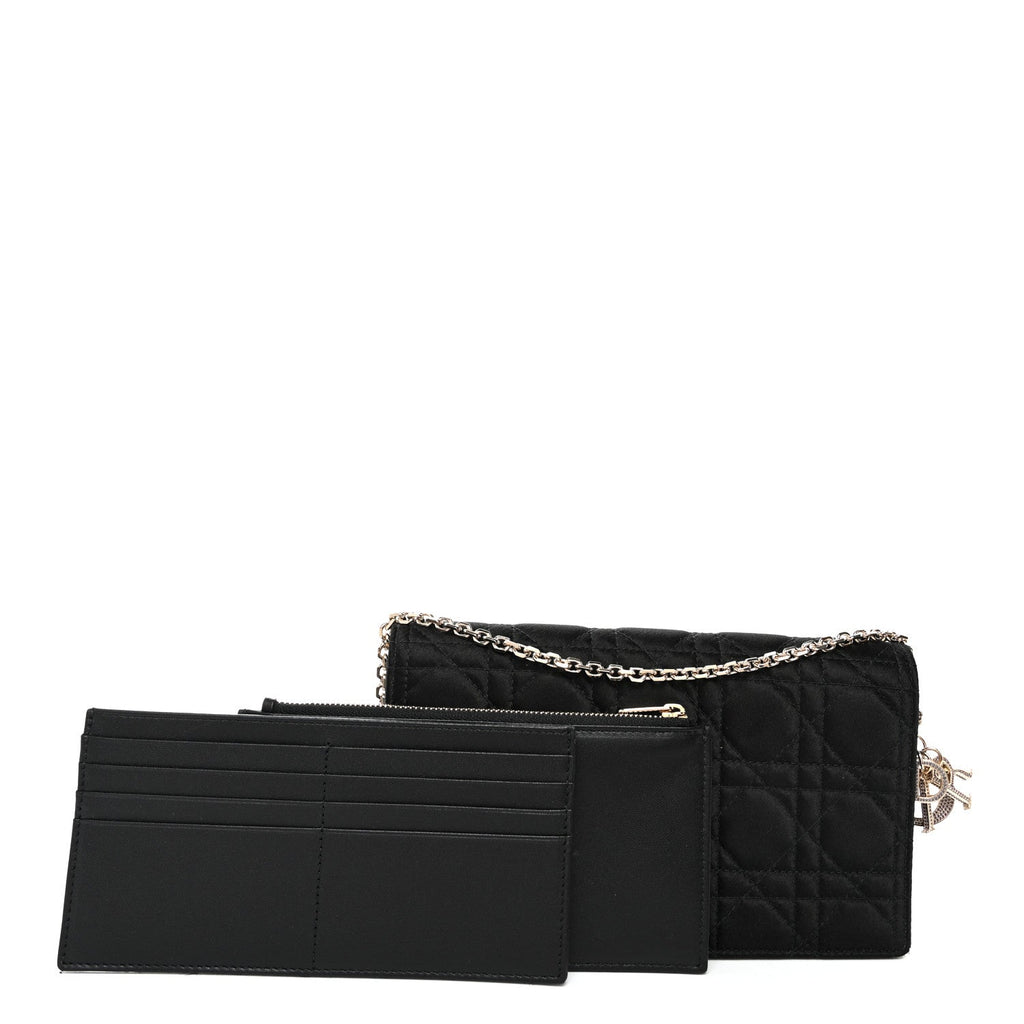 Satin Cannage Lady Dior Convertible Clutch Black wholesalehk.shop