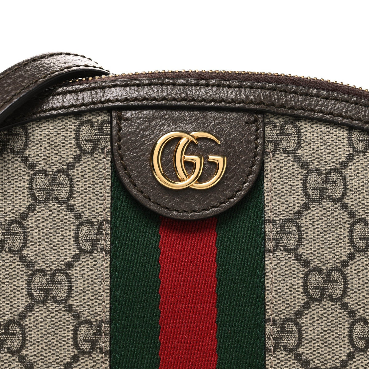 GG Supreme Monogram Textured Dollar Calfskin Web Small Ophidia Dome Shoulder Bag Beige Ebony New Acero wholesalehk.shop