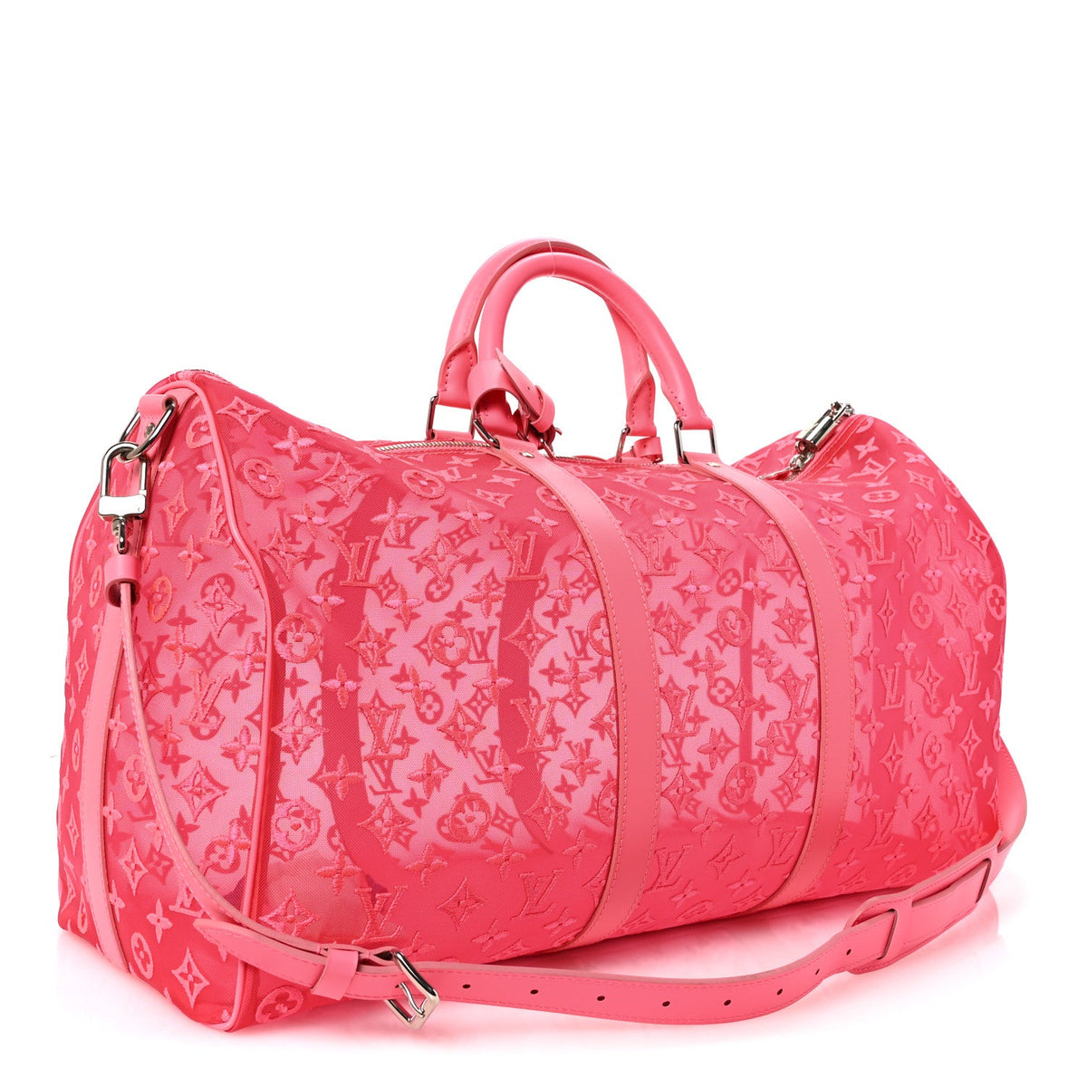 Monogram Fluo See Through Keepall Bandouliere 50 Rose wholesalehk.shop