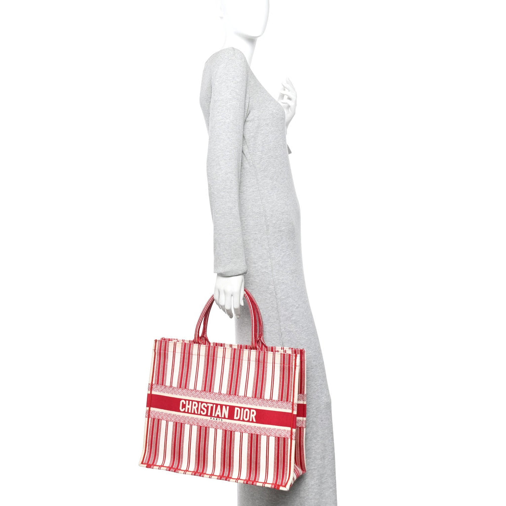 Canvas Embroidered Mykonos Large Striped Book Tote Red £¨ Direct shipment via from wholesalehk.shop