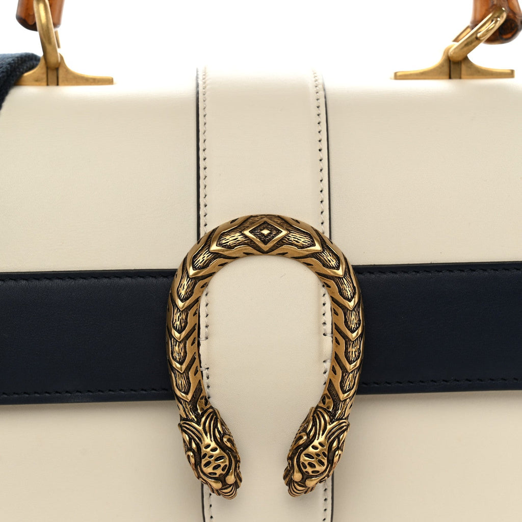 Calfskin Bamboo Web Medium Dionysus Top Handle Bag White Blue Hibiscus Red wholesalehk.shop