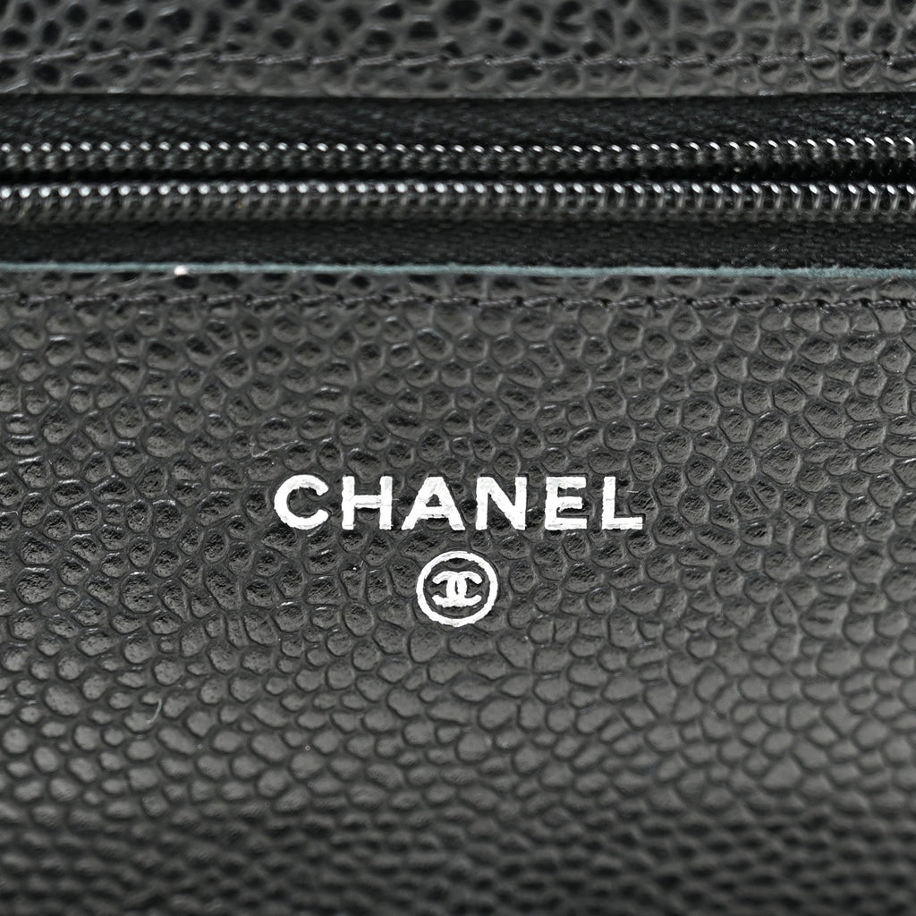 Caviar Quilted Wallet on Chain WOC Black wholesalehk.shop