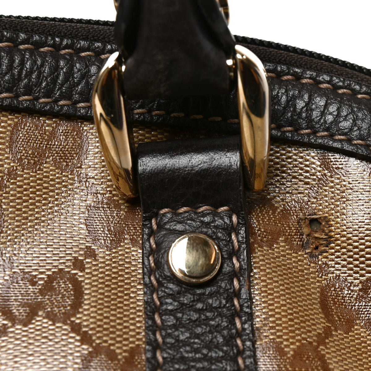 Crystal Monogram Large GG Charm Dome Satchel Dark Brown wholesalehk.shop