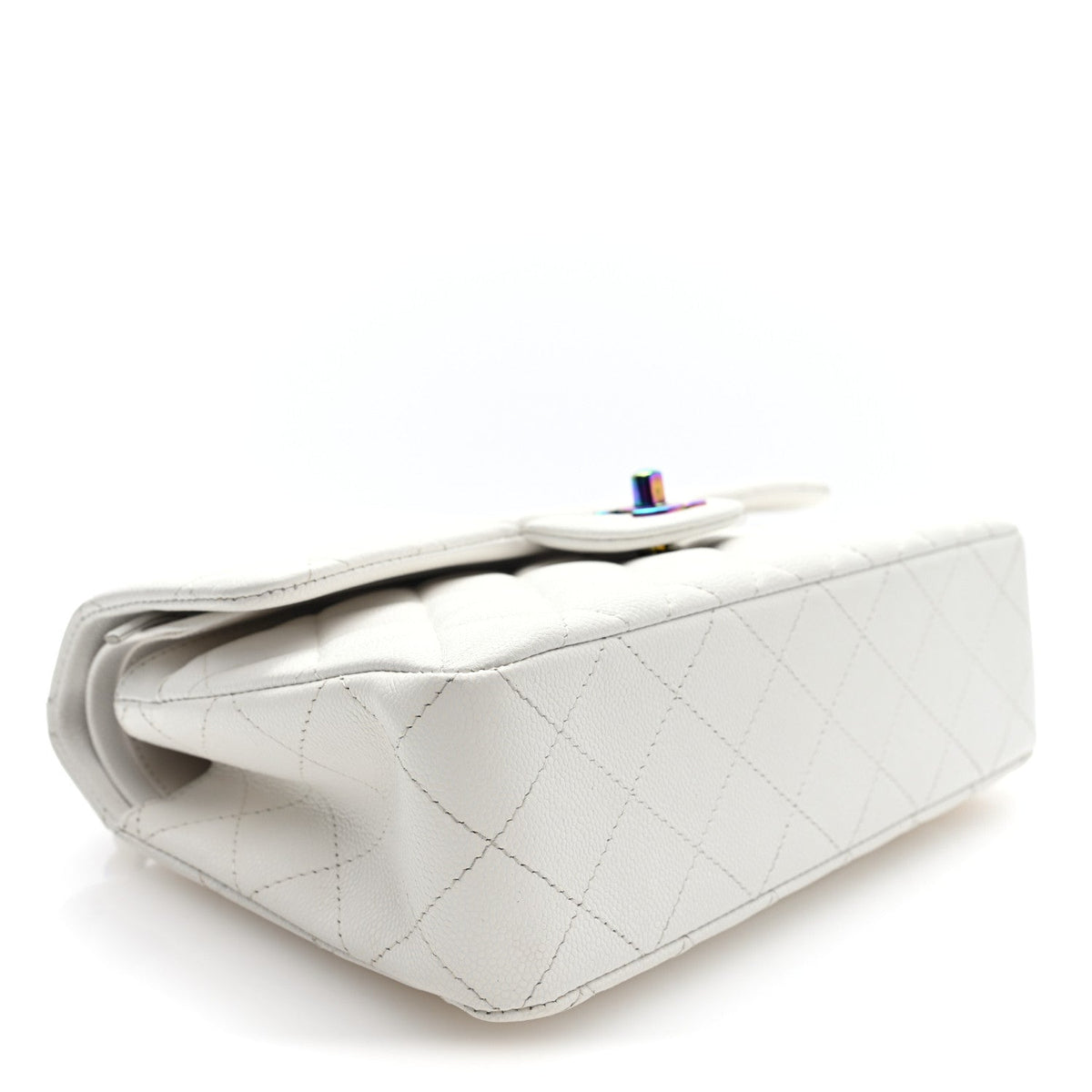 Caviar Quilted Rainbow CC Small Double Flap White wholesalehk.shop