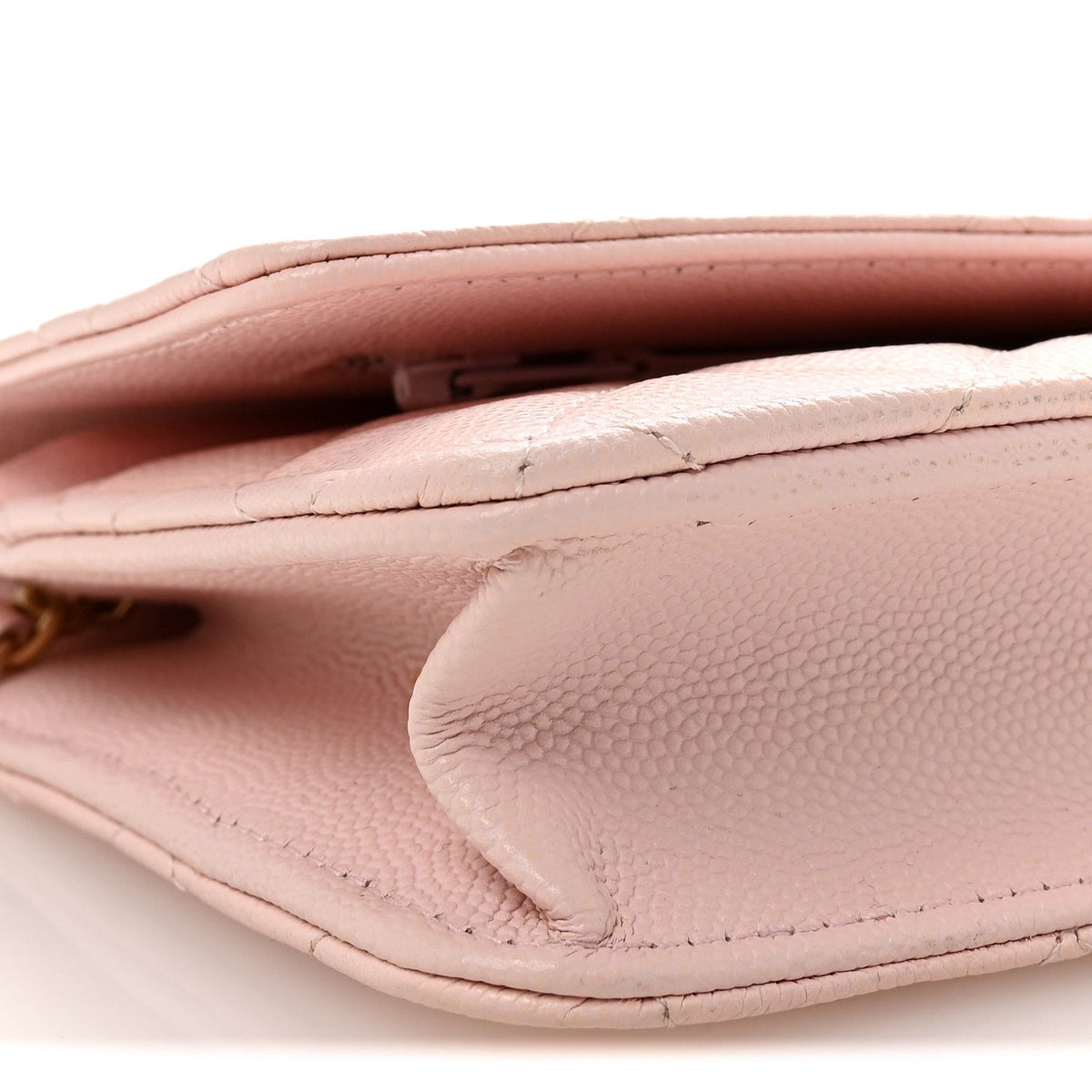 Caviar Quilted Crystal CC Wallet On Chain WOC Light Pink wholesalehk.shop