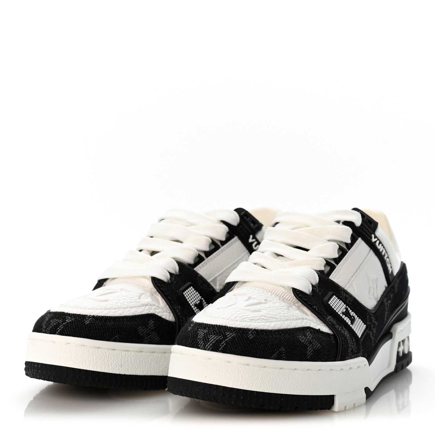 Calfskin Embossed Monogram Denim Womens LV Trainer Sneakers 35 Black £¨ Direct shipment via from wholesalehk.shop