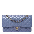 Iridescent Lambskin Quilted Medium Double Flap Light Purple wholesalehk.shop
