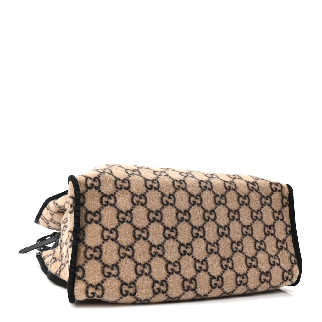 Covered Wool GG Monogram Large Tote Bag Beige Ebony wholesalehk.shop