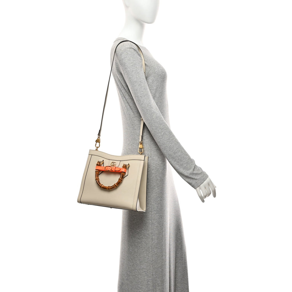 Wonka Grain Calfskin Small Diana Tote Bag Mystic White Cuir wholesalehk.shop