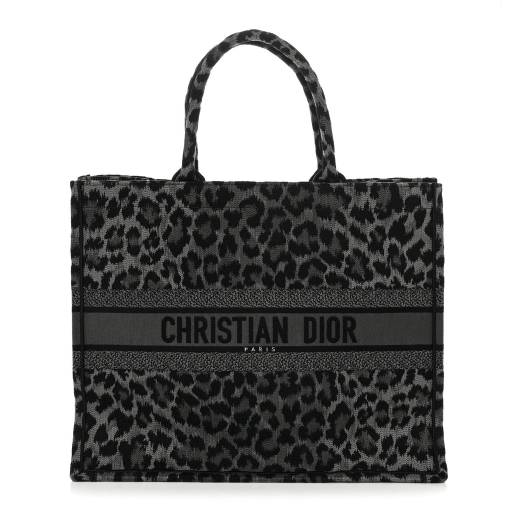 Canvas Mizza Embroidered Large Leopard Book Tote Grey £¨ Direct shipment via from wholesalehk.shop