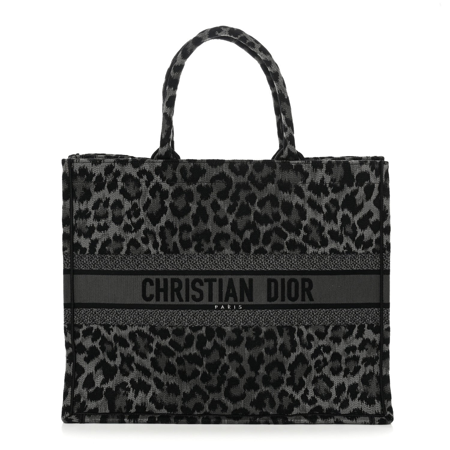 Canvas Mizza Embroidered Large Leopard Book Tote Grey £¨ Direct shipment via from wholesalehk.shop