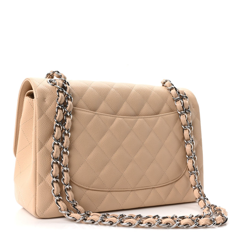 Caviar Quilted Jumbo Double Flap Beige Clair wholesalehk.shop