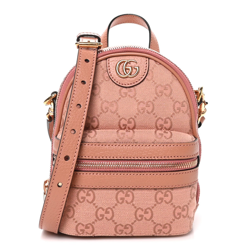 Monogram Textured Dollar Calfskin Mini Ophidia Crossbody Cloche Rose Pink wholesalehk.shop