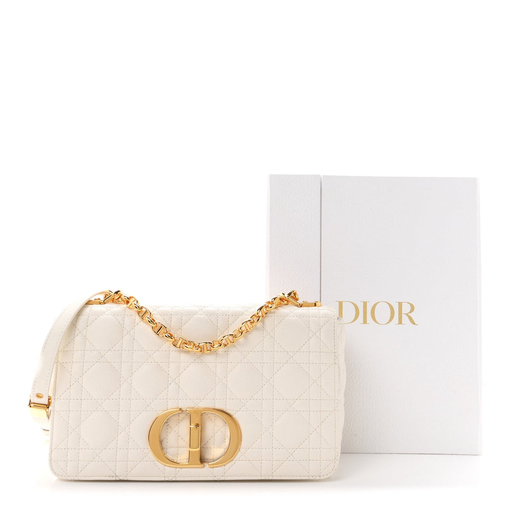 Supple Calfskin Cannage Medium Caro Bag Ivory wholesalehk.shop