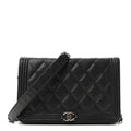Caviar Quilted Boy Wallet On Chain WOC Black wholesalehk.shop