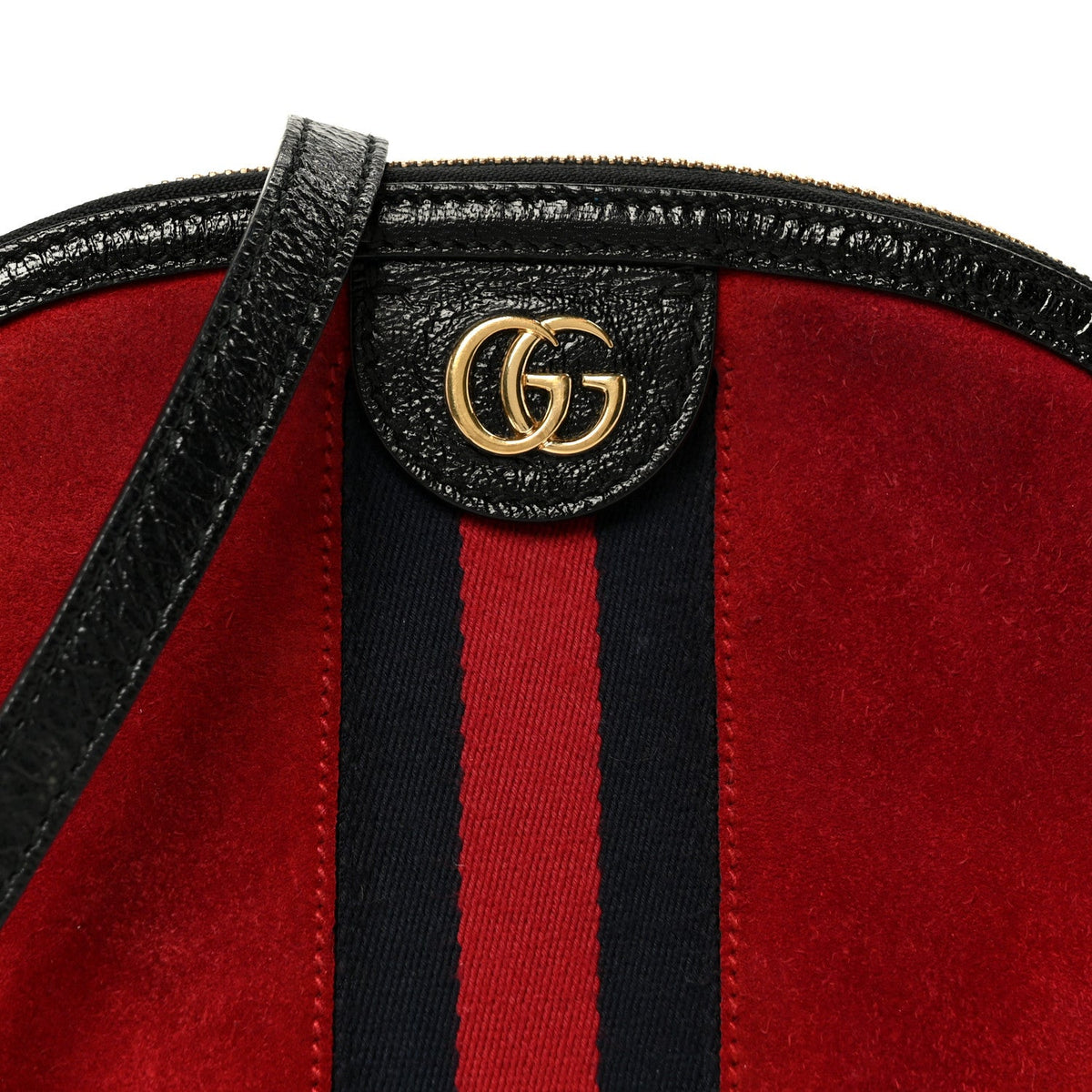 Suede Patent Web GG Small Ophidia Dome Shoulder Bag Hibiscus Red wholesalehk.shop