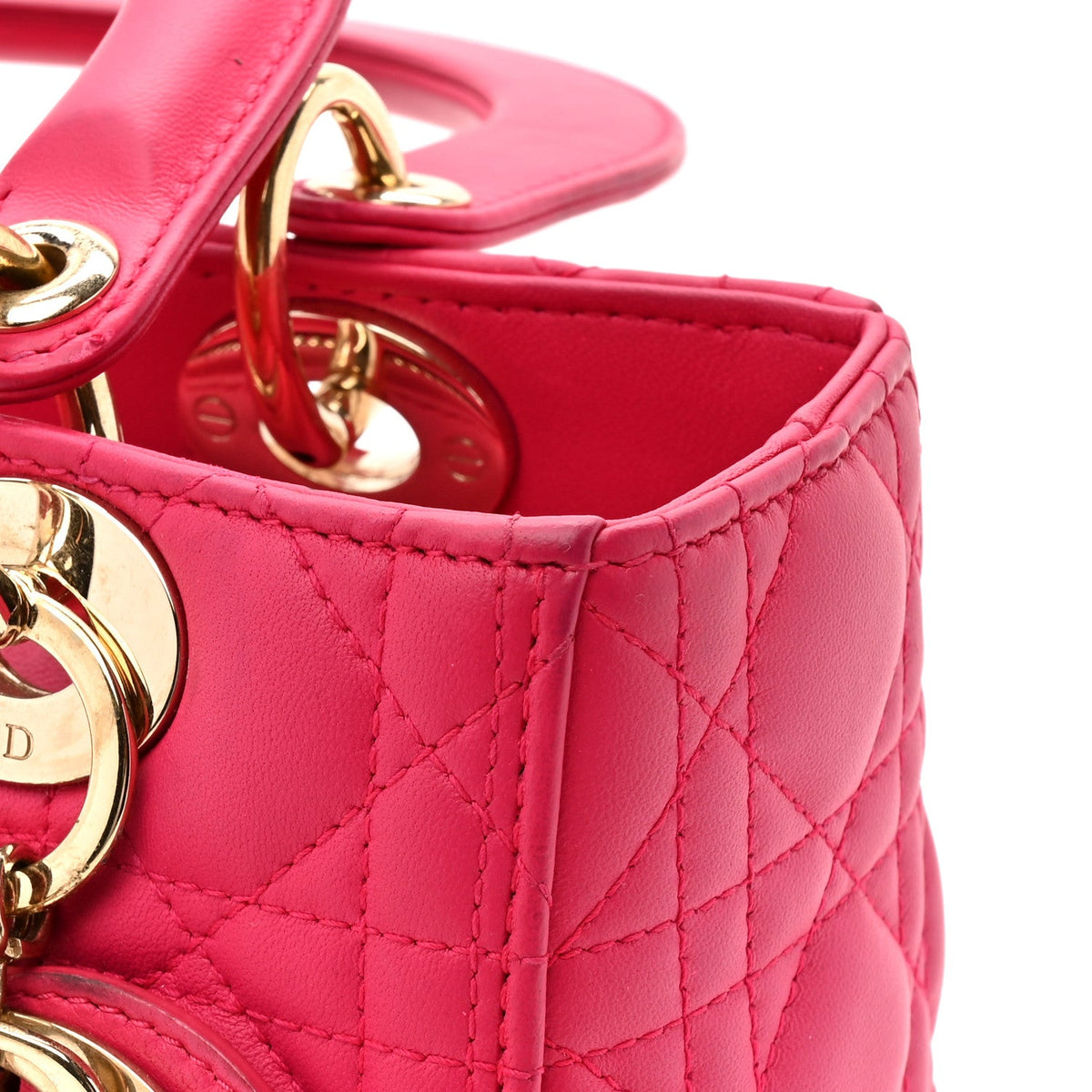 Lambskin Cannage Medium Lady Dior Fuchsia wholesalehk.shop