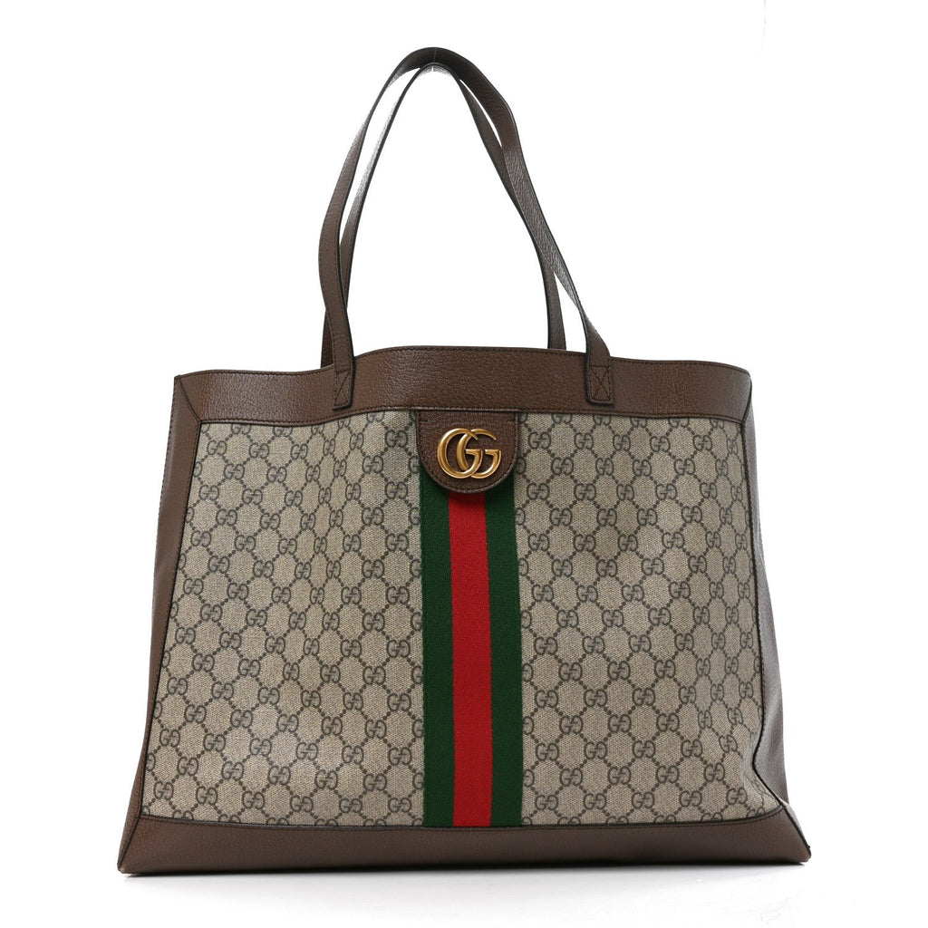 GG Supreme Monogram Web Ophidia Tote Brown wholesalehk.shop