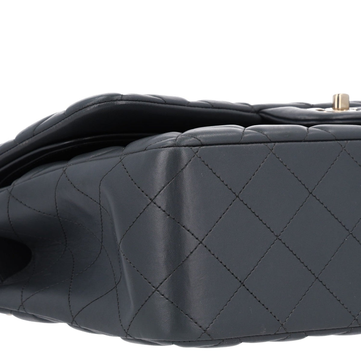 Lambskin Quilted Jumbo Double Flap Dark Grey wholesalehk.shop