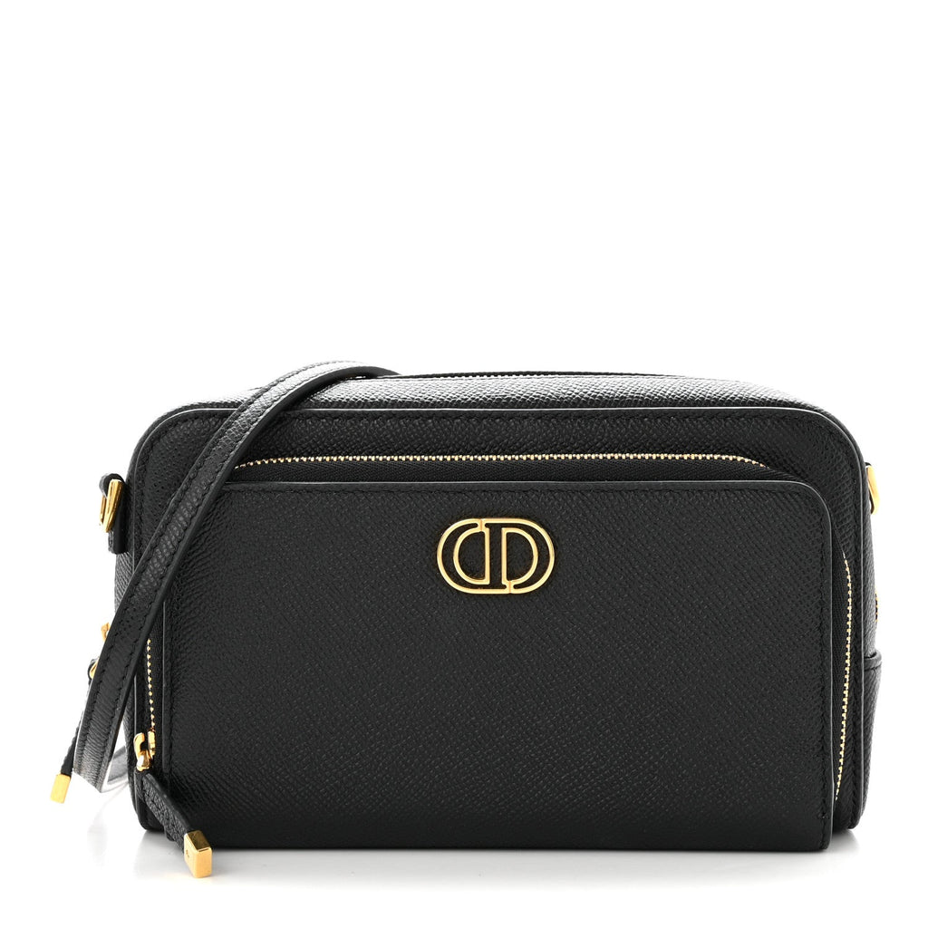 Grained Calfskin Caro Double Pouch Black wholesalehk.shop