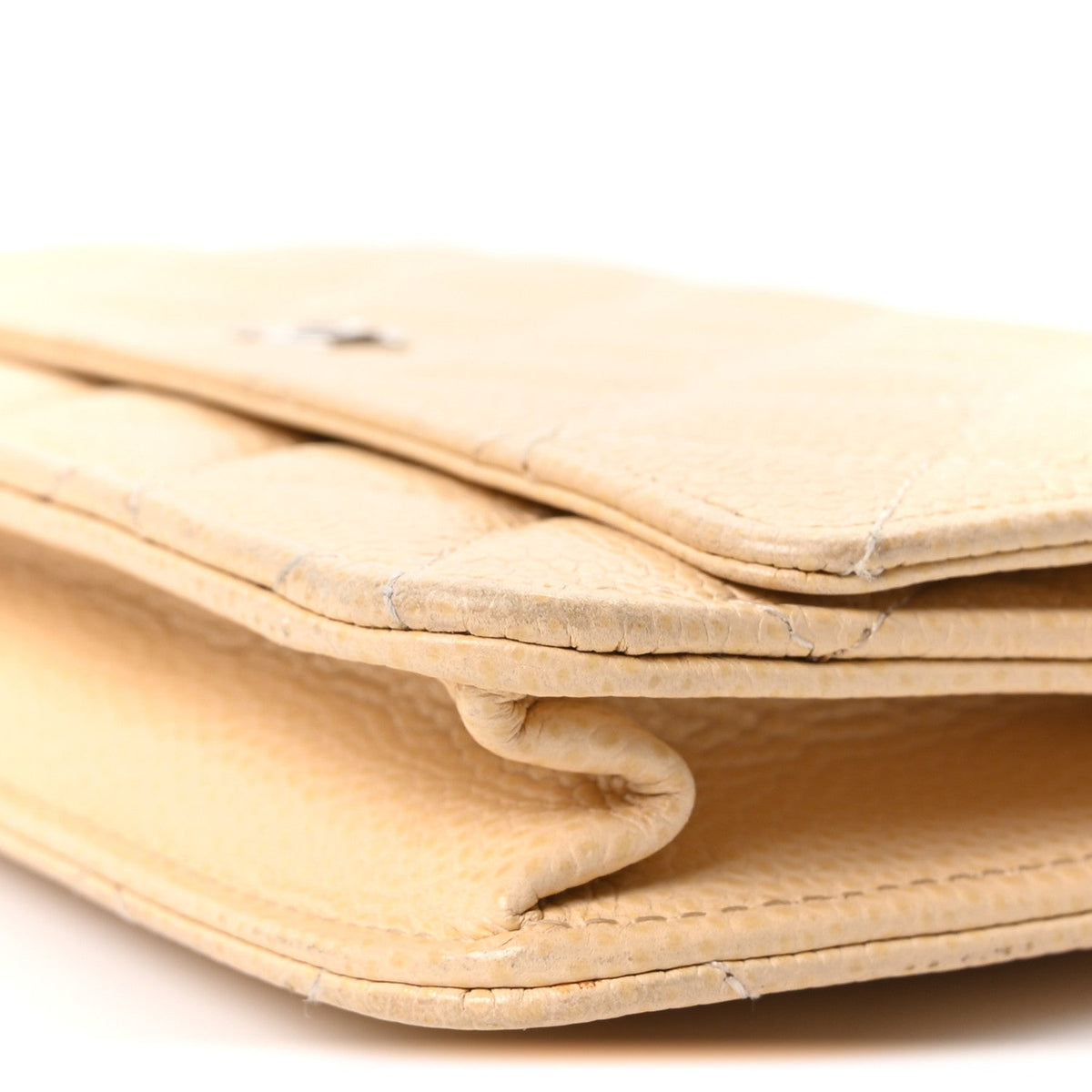 Caviar Quilted Wallet on Chain WOC Beige Clair wholesalehk.shop