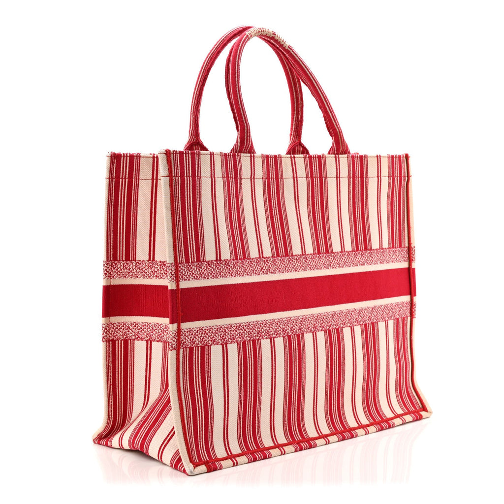 Canvas Embroidered Mykonos Large Striped Book Tote Red £¨ Direct shipment via from wholesalehk.shop
