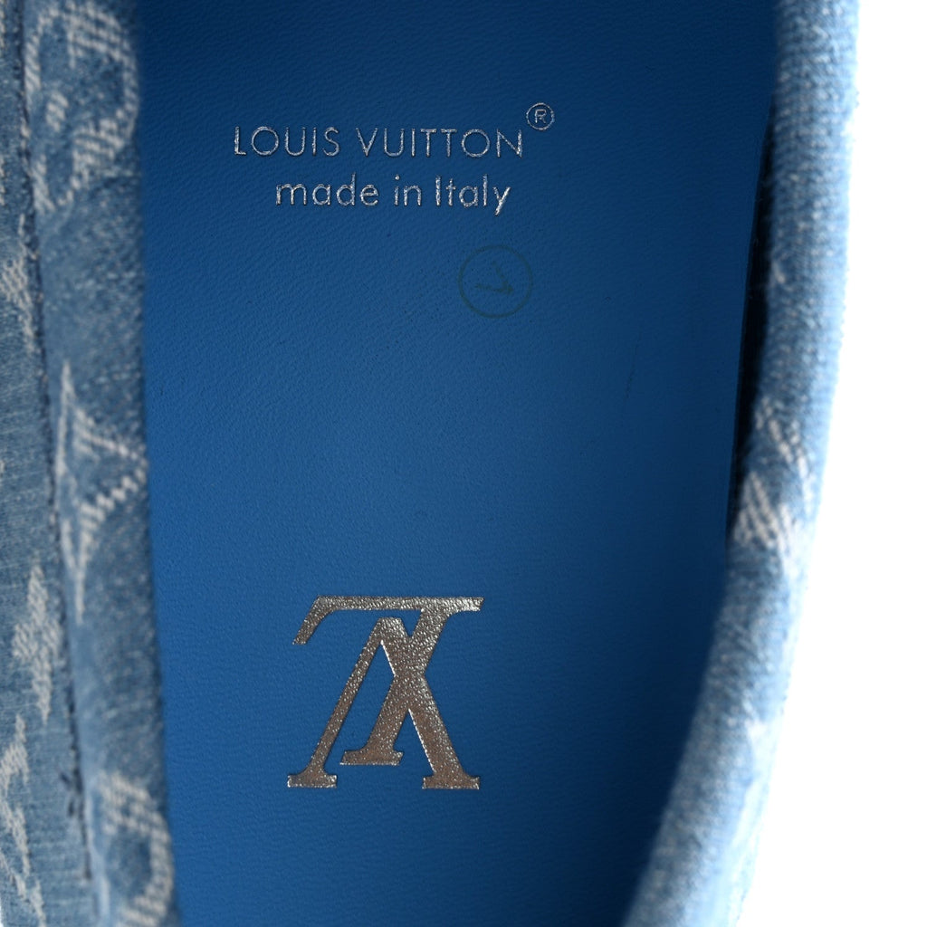 Monogram Denim Mens Driver Moccasin Loafers 8 Blue £¨ Direct shipment via from wholesalehk.shop