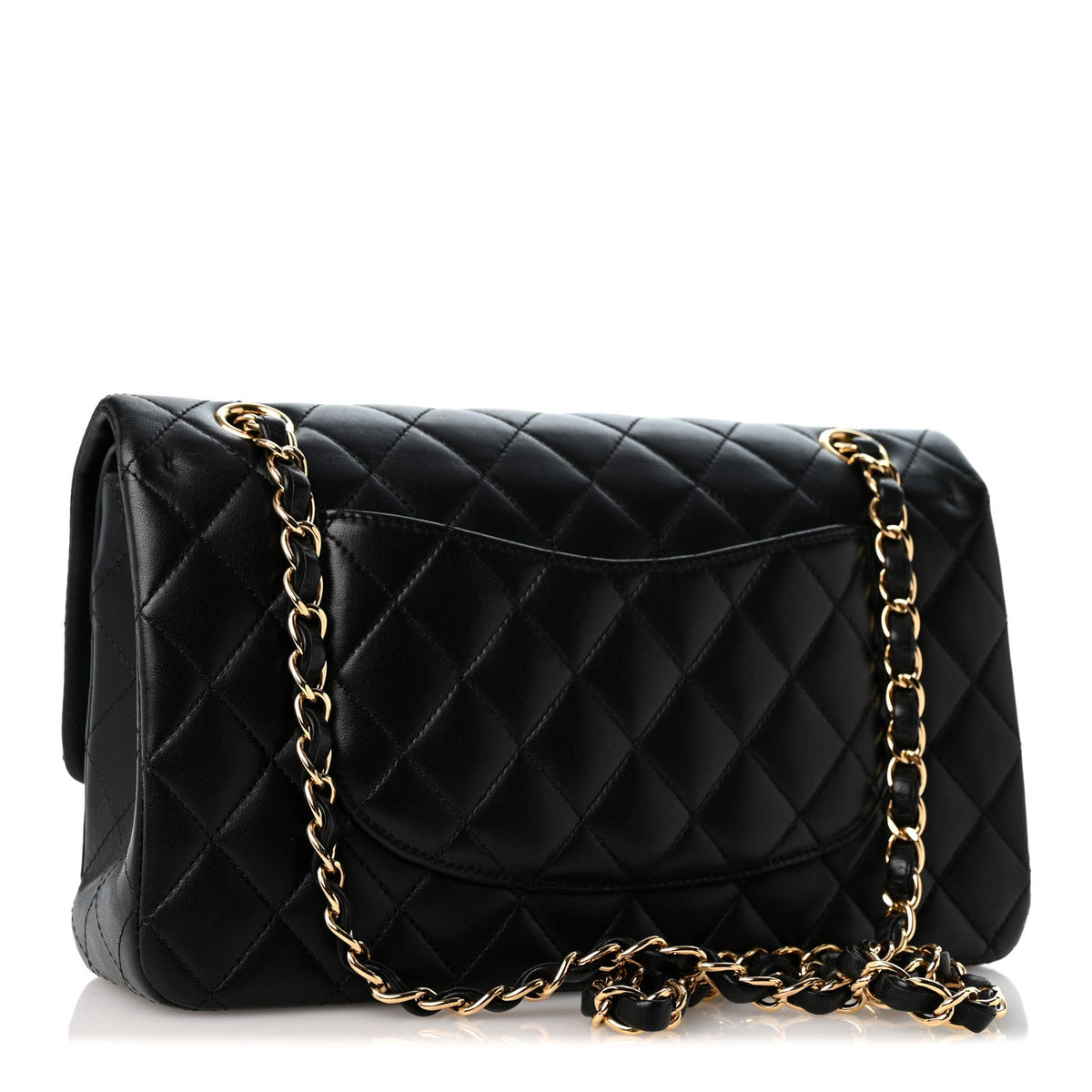 Lambskin Quilted Medium Double Flap Black wholesalehk.shop